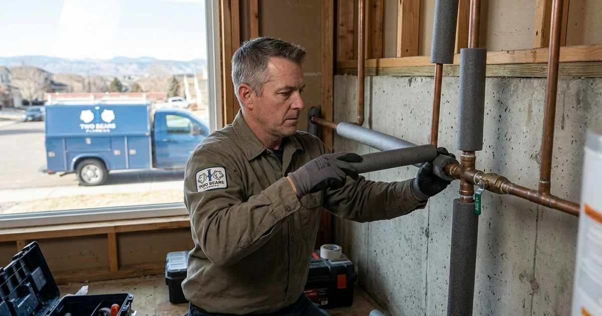 Insulating exposed pipes in an Aurora, CO home for winter protection